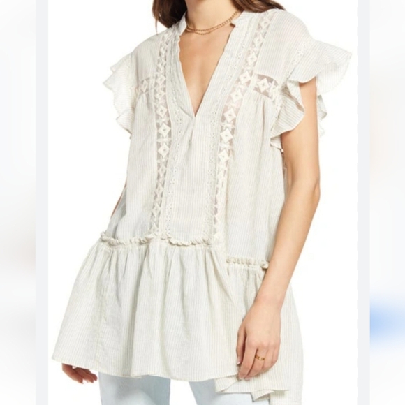 Free People S Baby Blues Tunic in Cream Combo - Picture 1 of 8